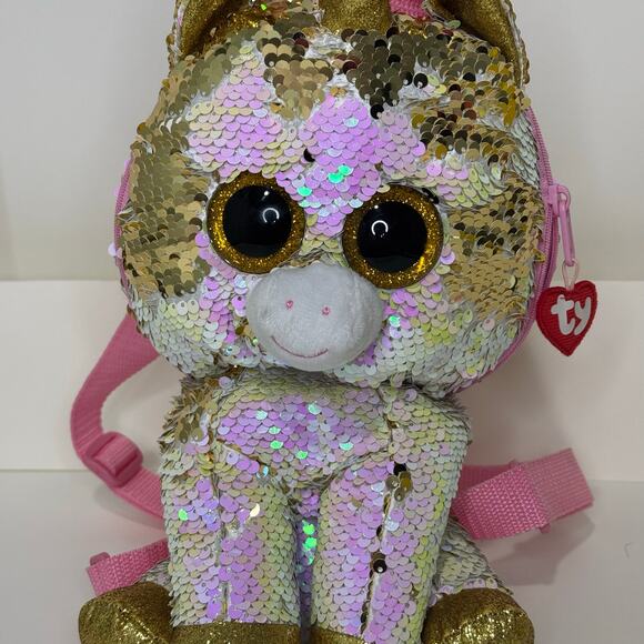 Ty Fantasia Unicorn Flippable Sequin Plush Backpack - Picture 2 of 9